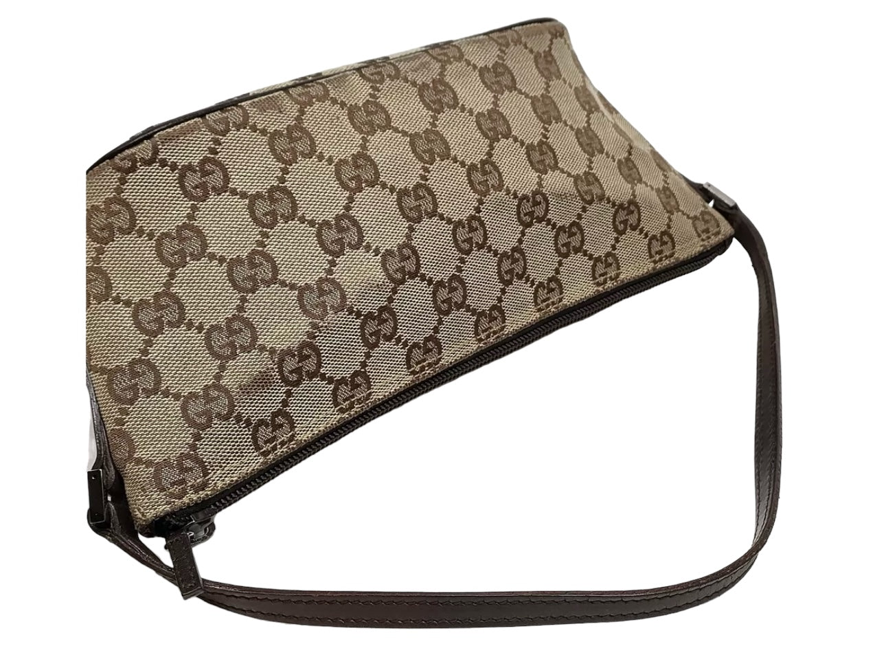 GUCCI MONOGRAM BOAT POCHETTE BROWN