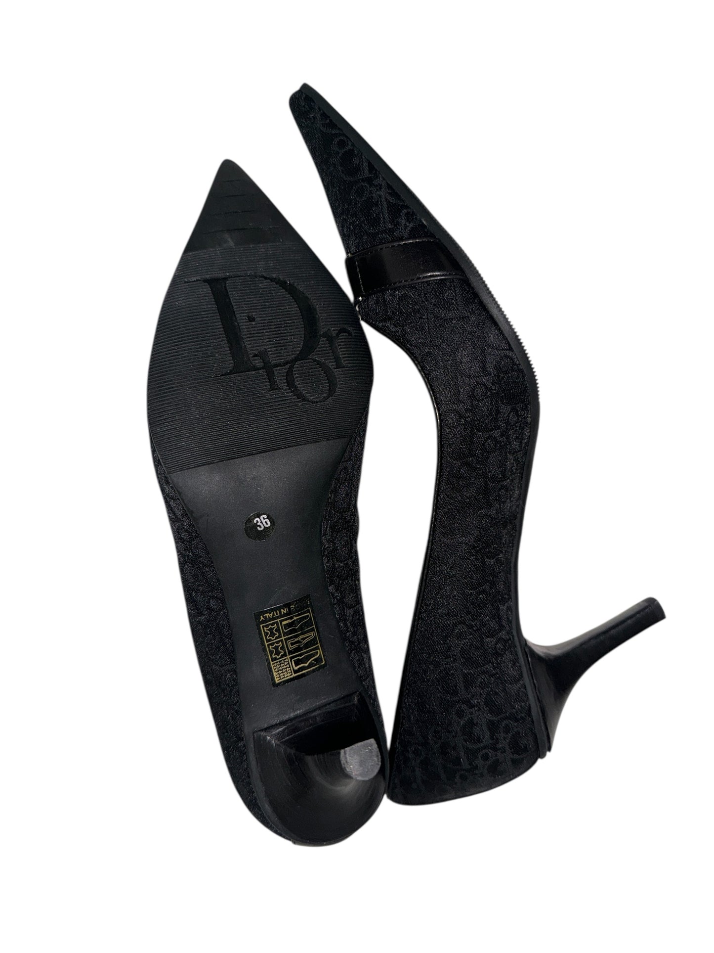 DIOR BLACK TROTTER CANVAS PUMPS IT 36
