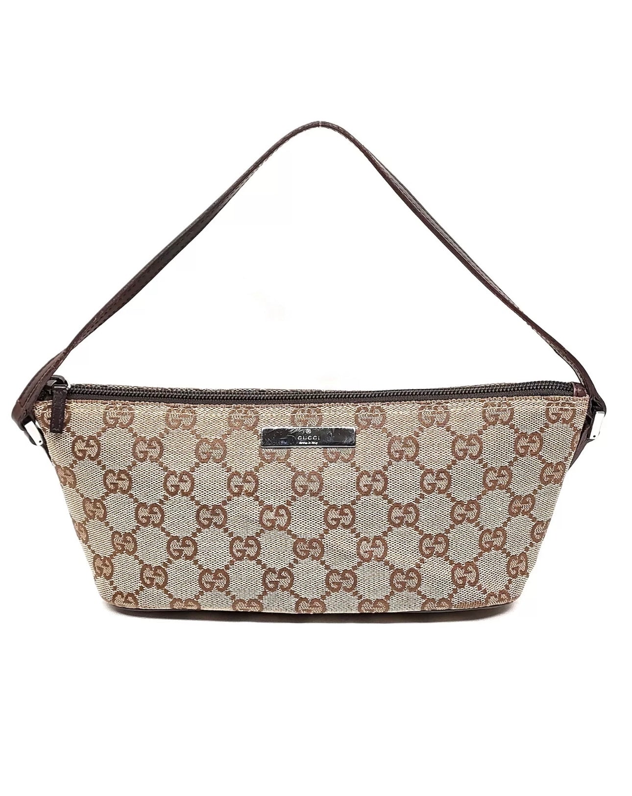 GUCCI MONOGRAM BOAT POCHETTE BROWN