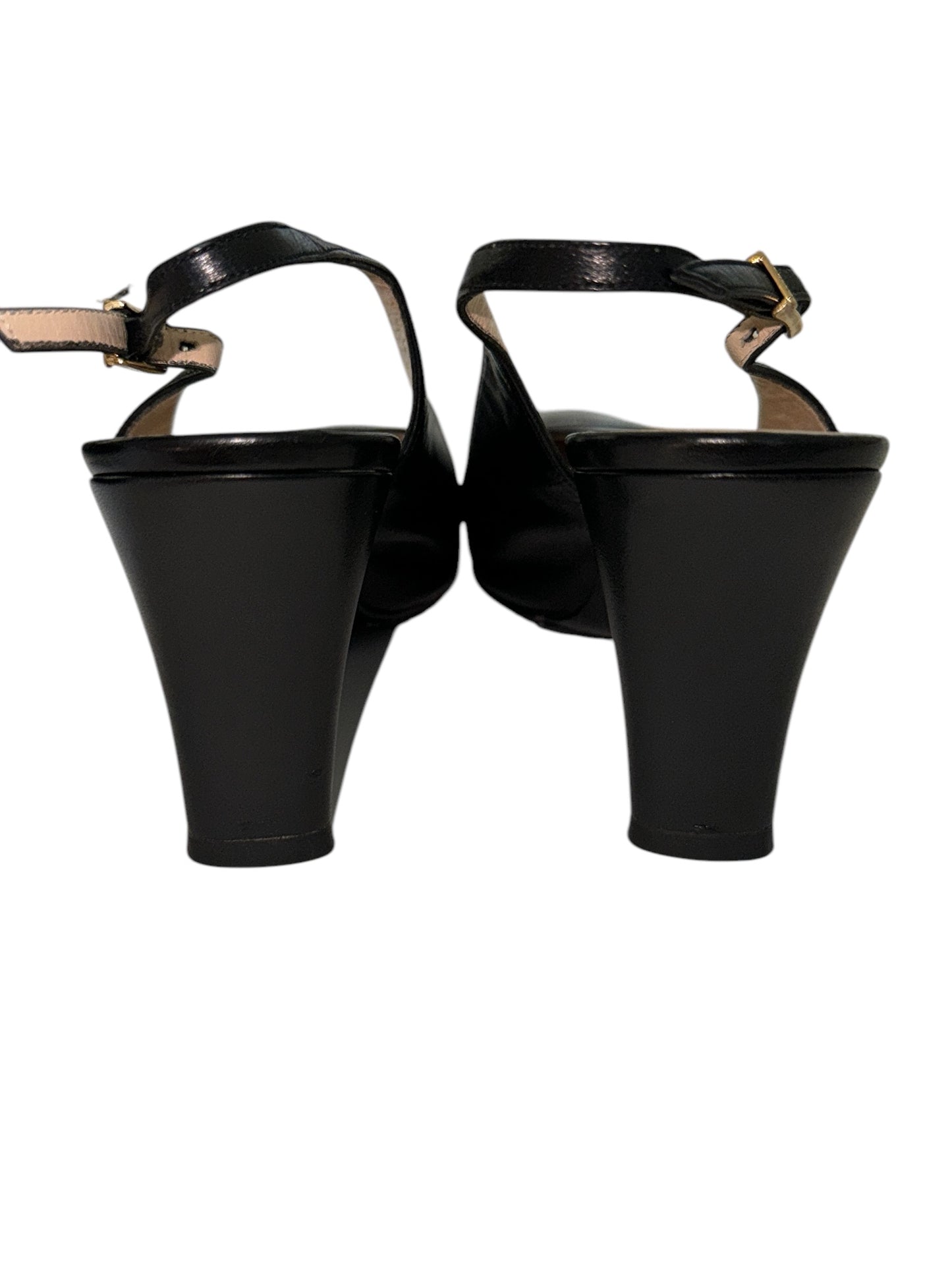CHANEL BLACK CC LOGO HEELS 35