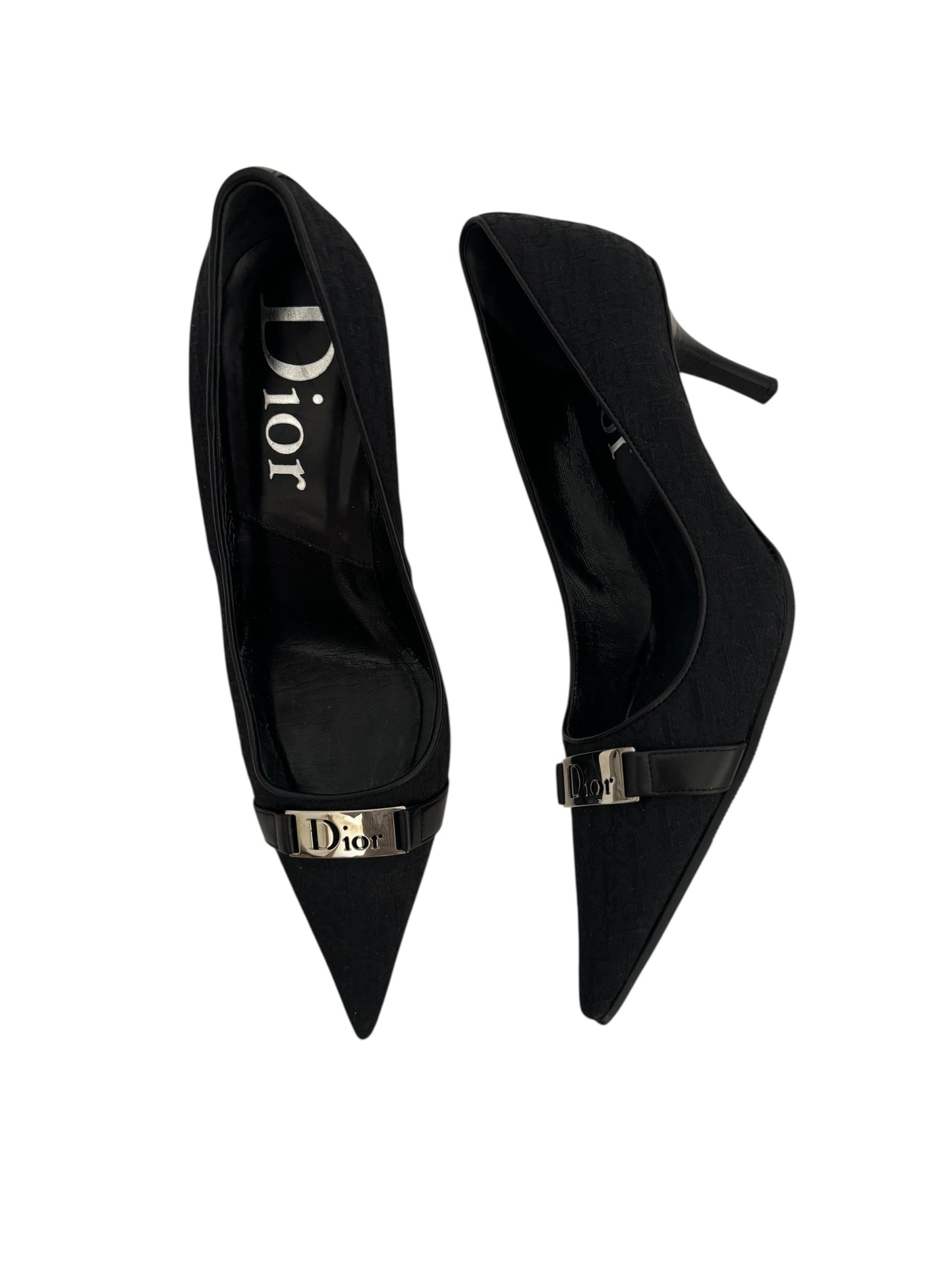 DIOR BLACK TROTTER CANVAS PUMPS IT 36