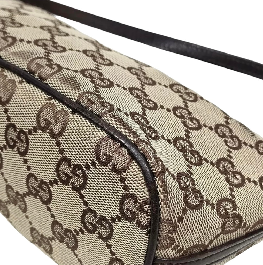 GUCCI MONOGRAM BOAT POCHETTE BROWN