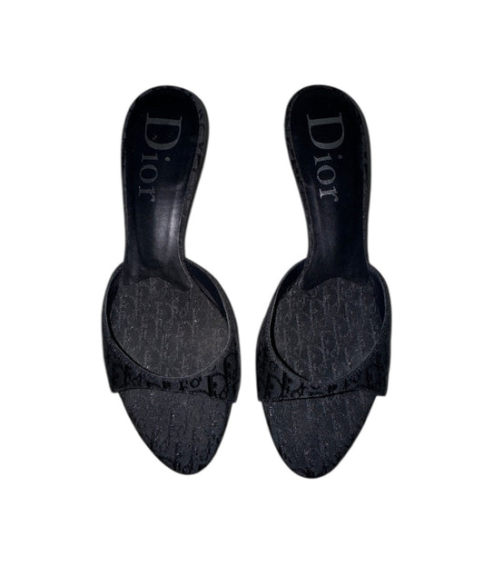 CHRISTIAN DIOR BLACK MONOGRAM HEELS IT 39.5