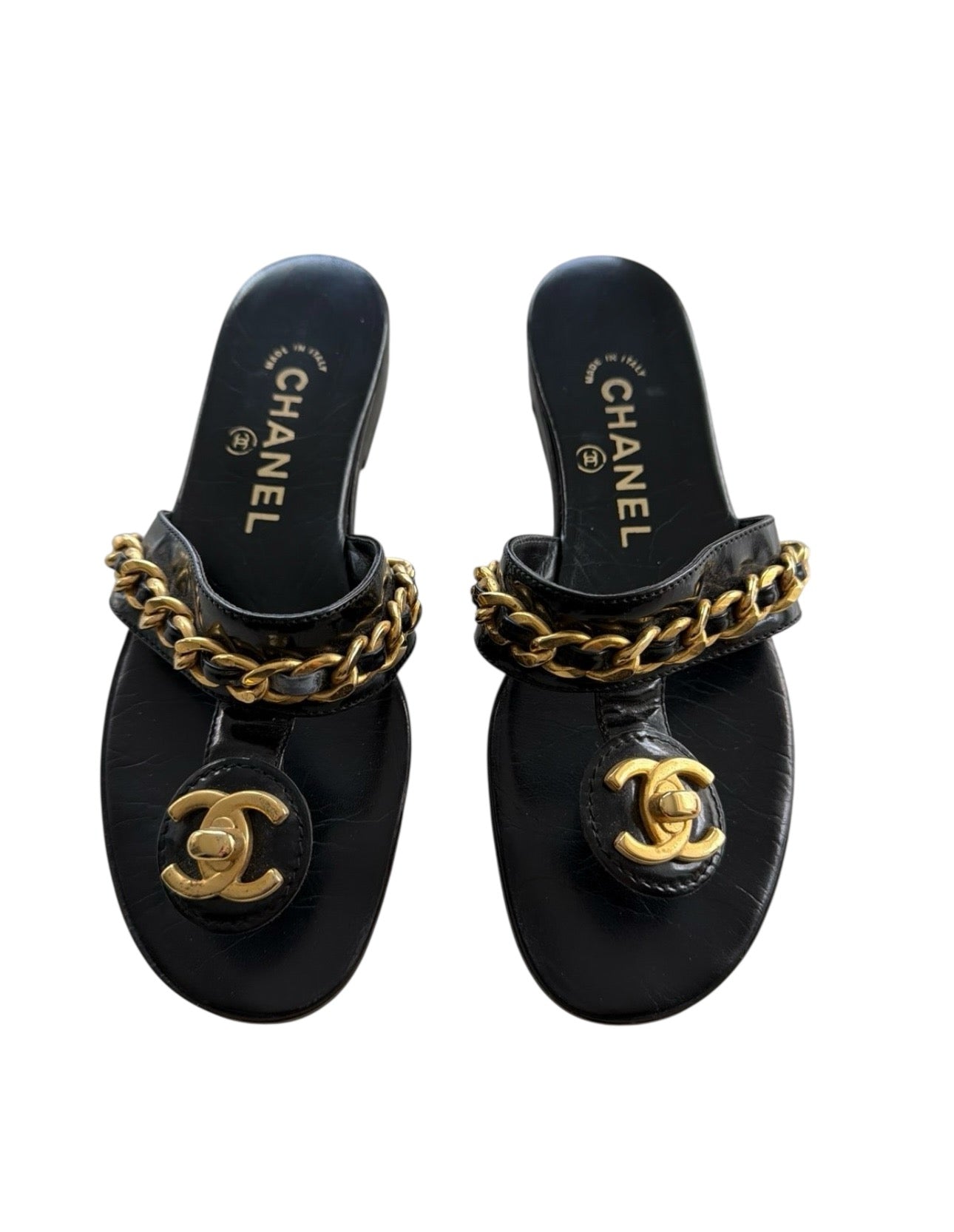 CHANEL TURN LOCK SANDALS