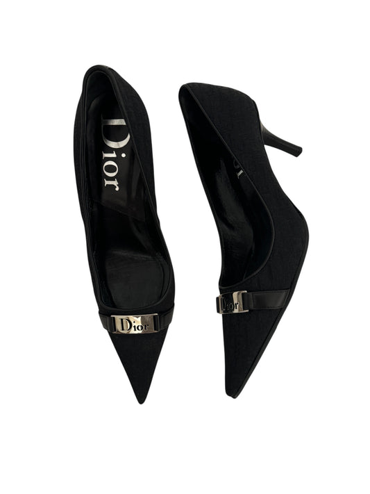 DIOR BLACK TROTTER CANVAS PUMPS IT 36
