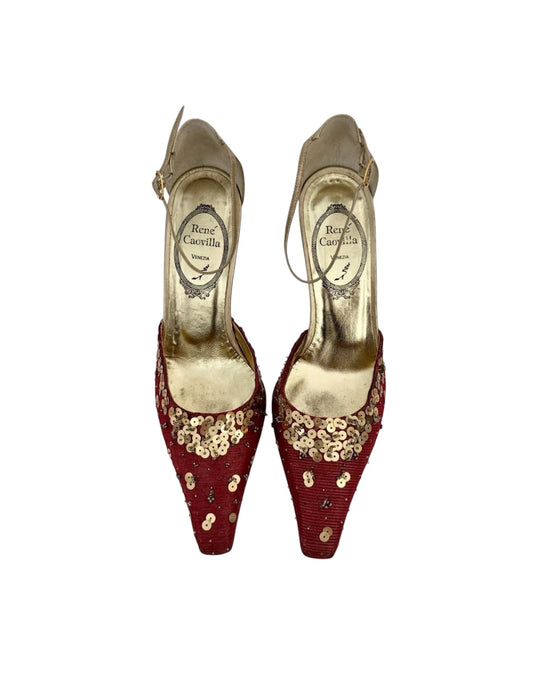 RENE CAOVILLA SEQUIN EMBELLISHED PUMPS 8.5