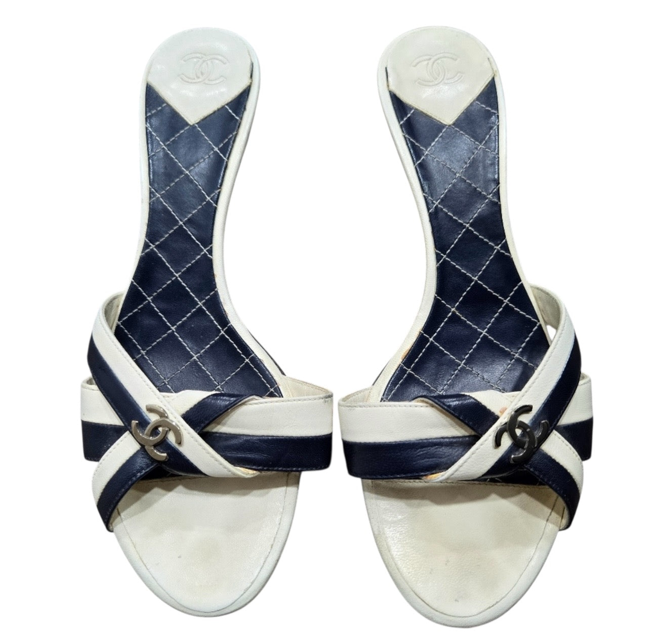 CHANEL CROSS-STRAP KITTEN HEELS IT 36.5