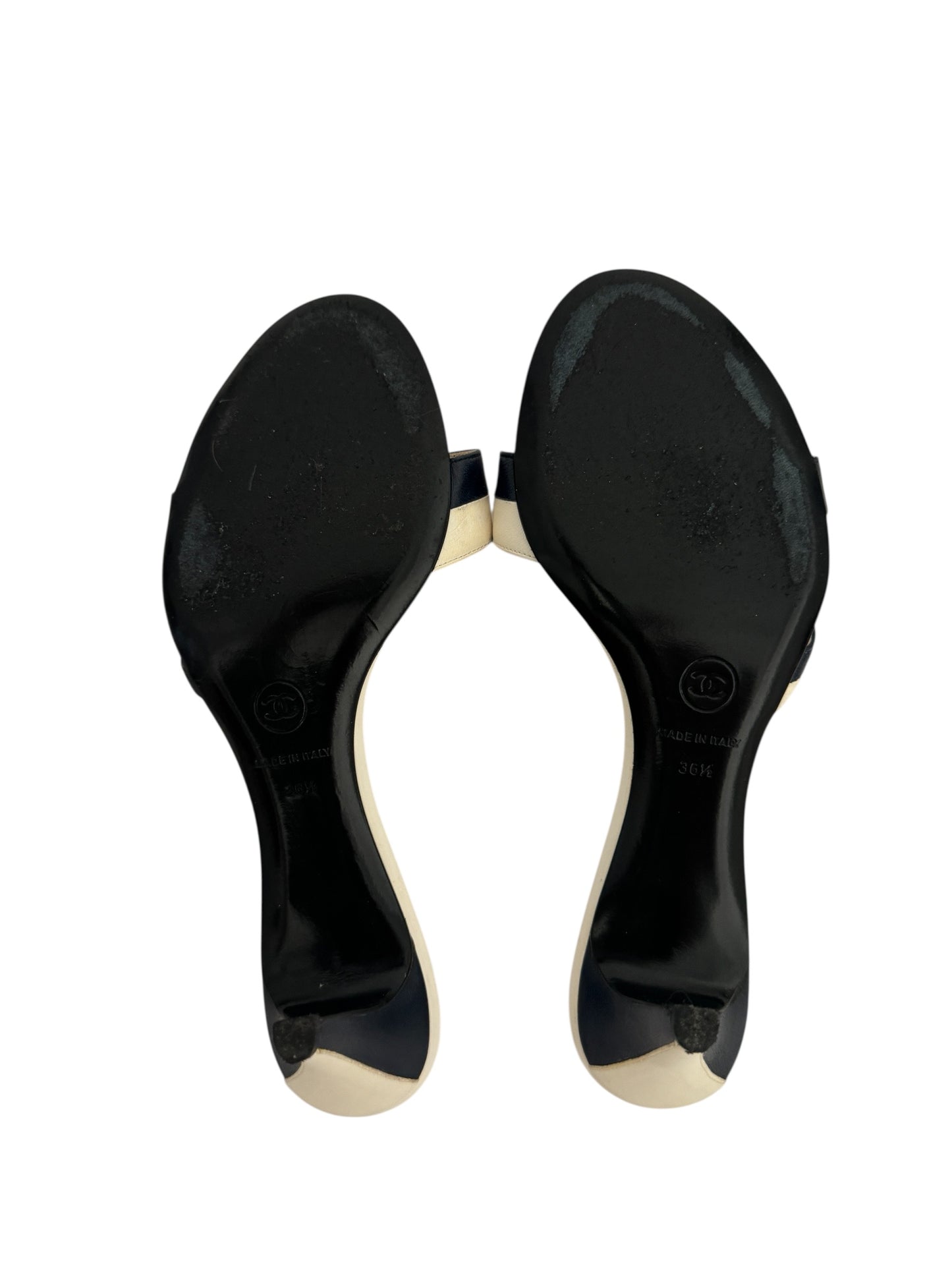 CHANEL CROSS-STRAP KITTEN HEELS IT 36.5