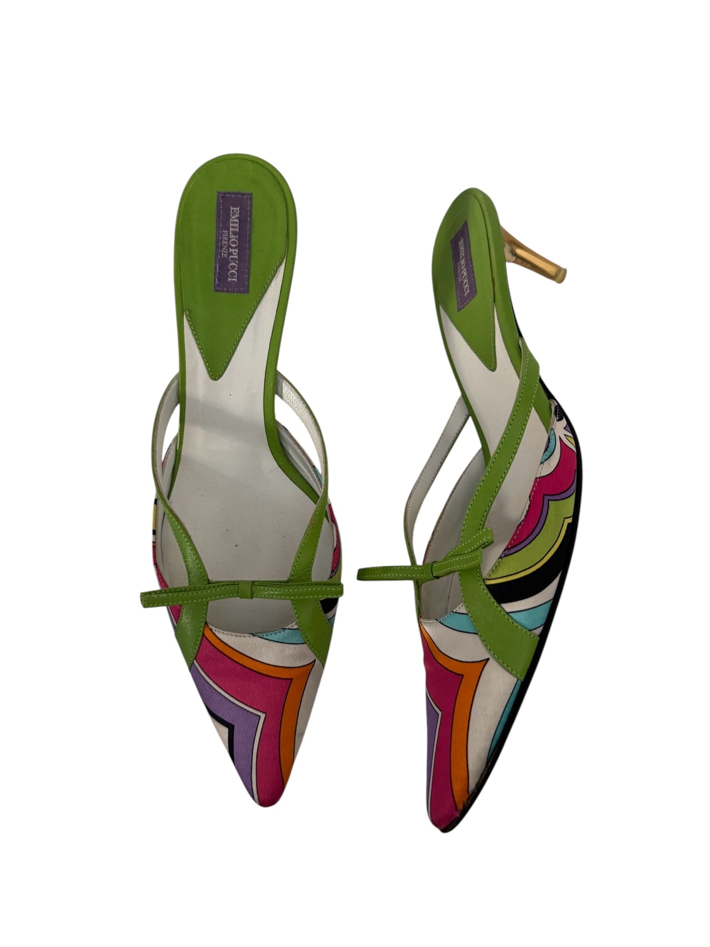 EMILIO PUCCI SATIN PRINTED MULES IT 38.5