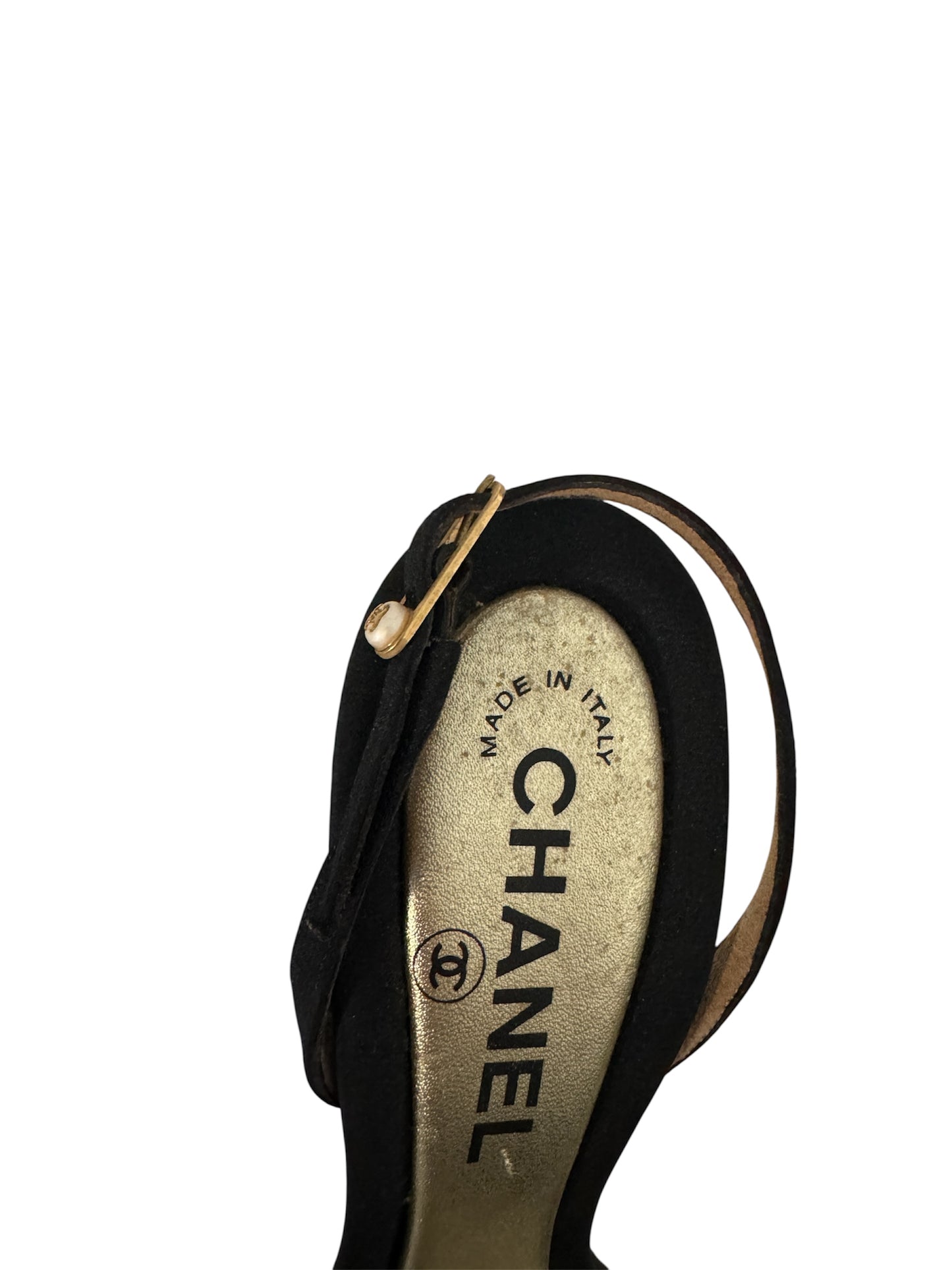 CHANEL PEARL EMBELLISHED SLINGBACK SANDALS IT 36