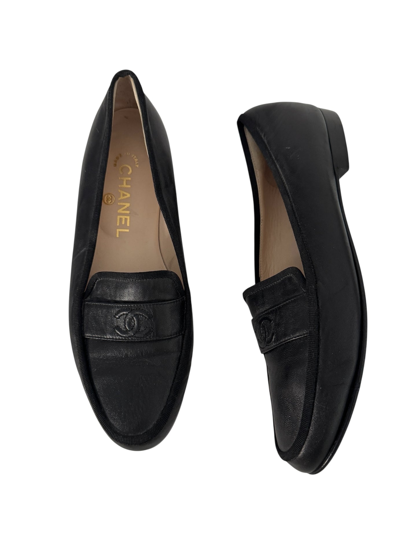 CHANEL INTERLOCKING CC LOGO LOAFERS IT 37.5