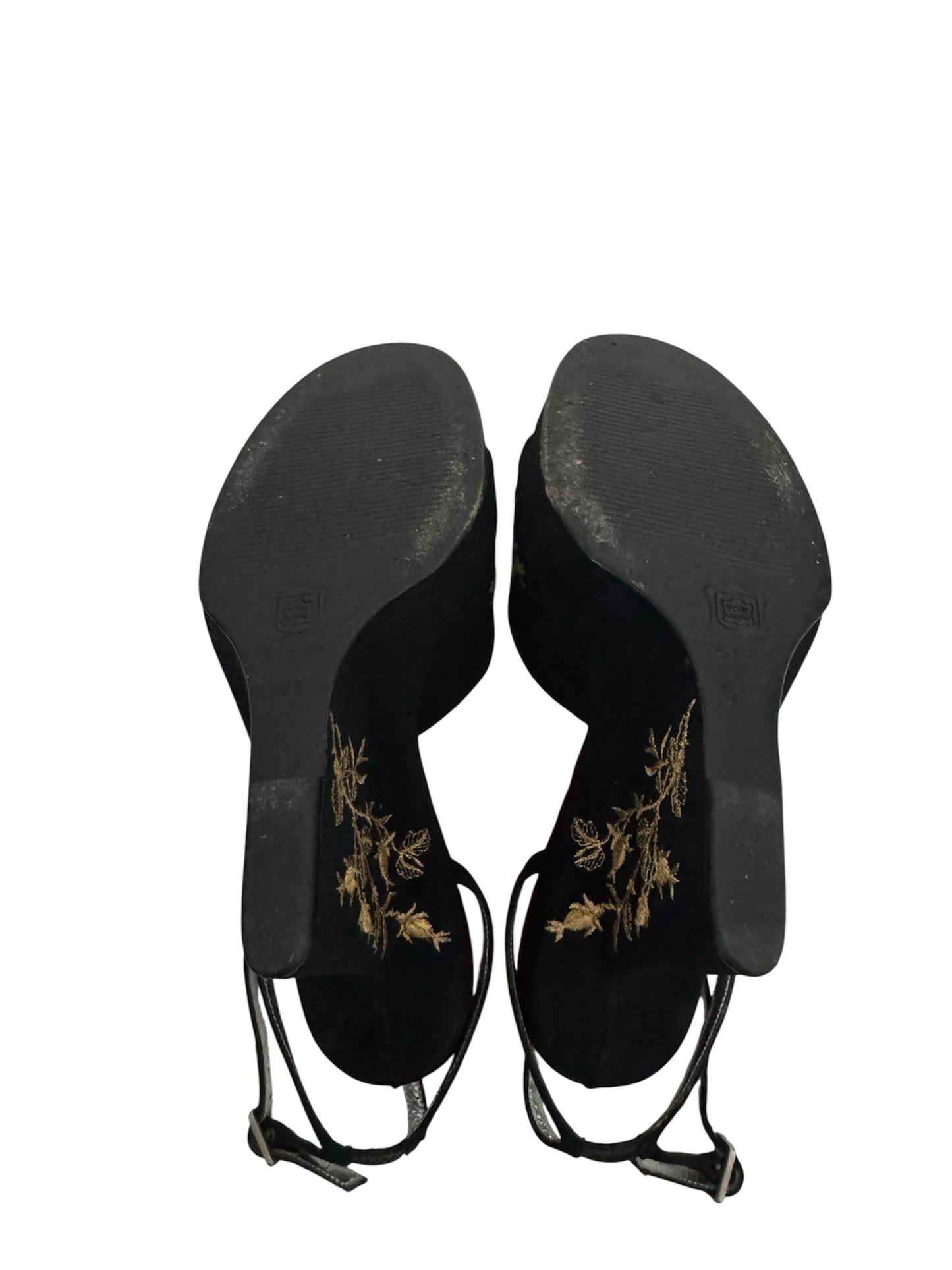 DOLCE GABBANA RUNWAY S/S 1998 SILK AND VELVET EMBROIDERED WEDGES IT 36