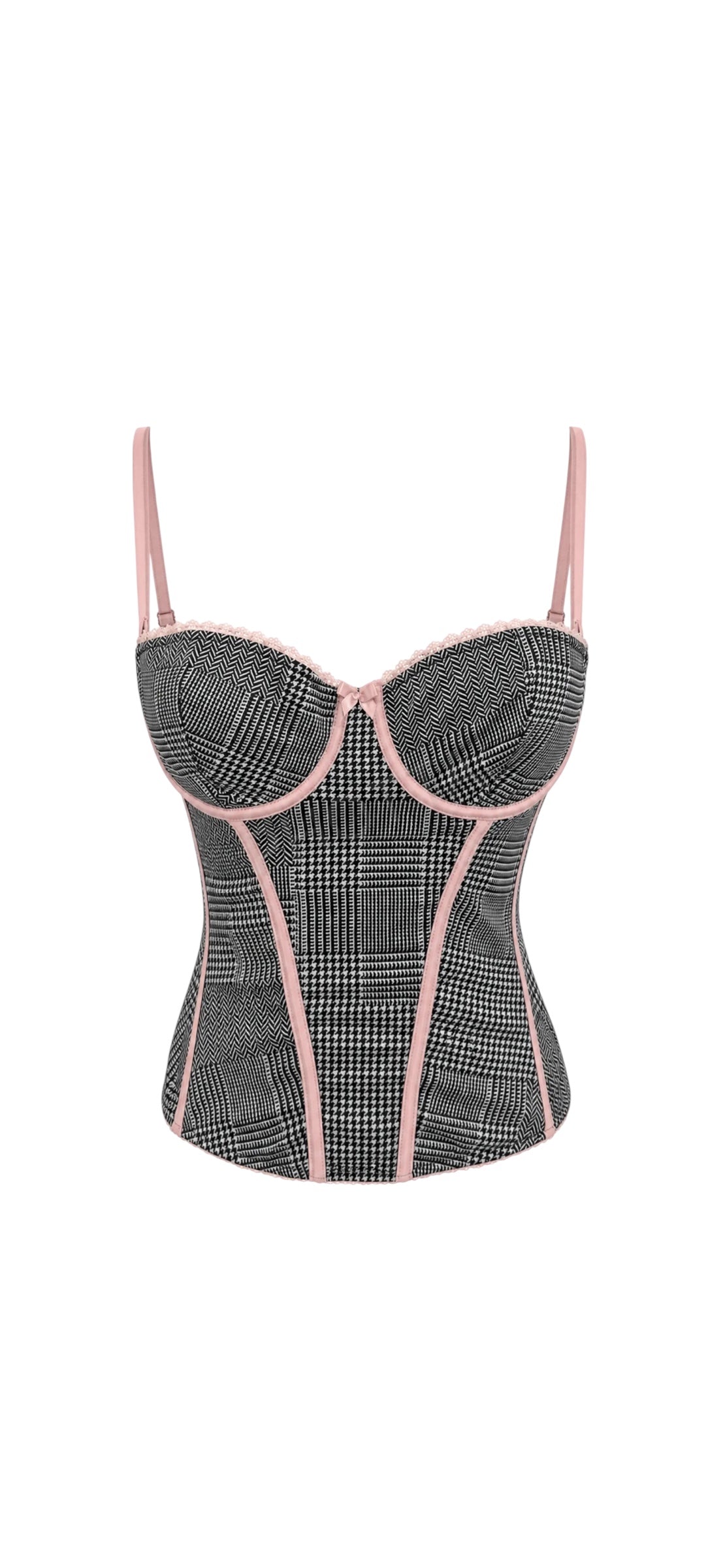 Christian Dior Glen Plaid Patchwork Silk Corset Top