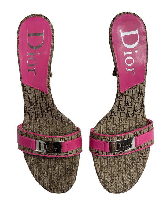 CHRISTIAN DIOR PINK LOGO HEELS IT 38.5