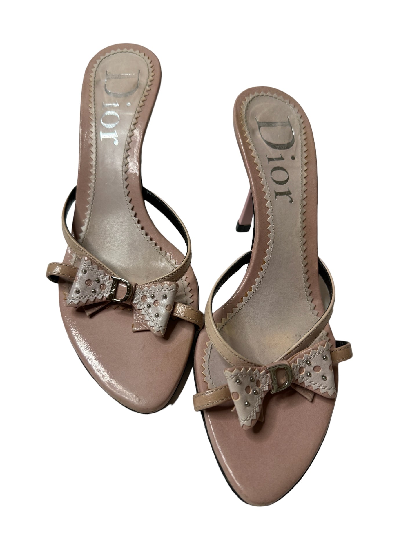 CHRISTIAN DIOR PATENT BOW SANDALS