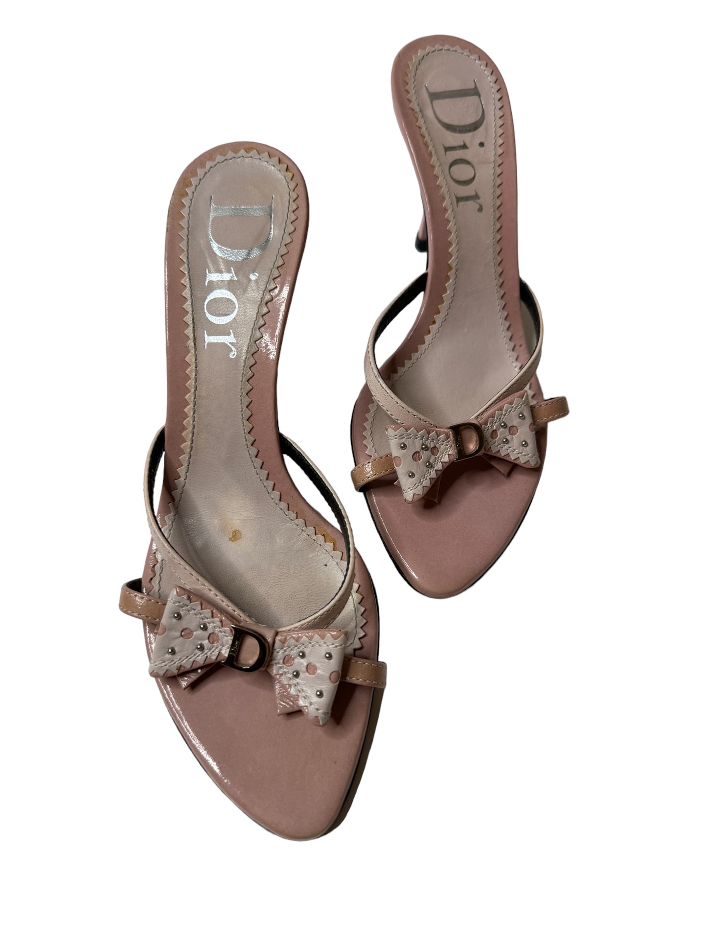 CHRISTIAN DIOR PATENT BOW SANDALS