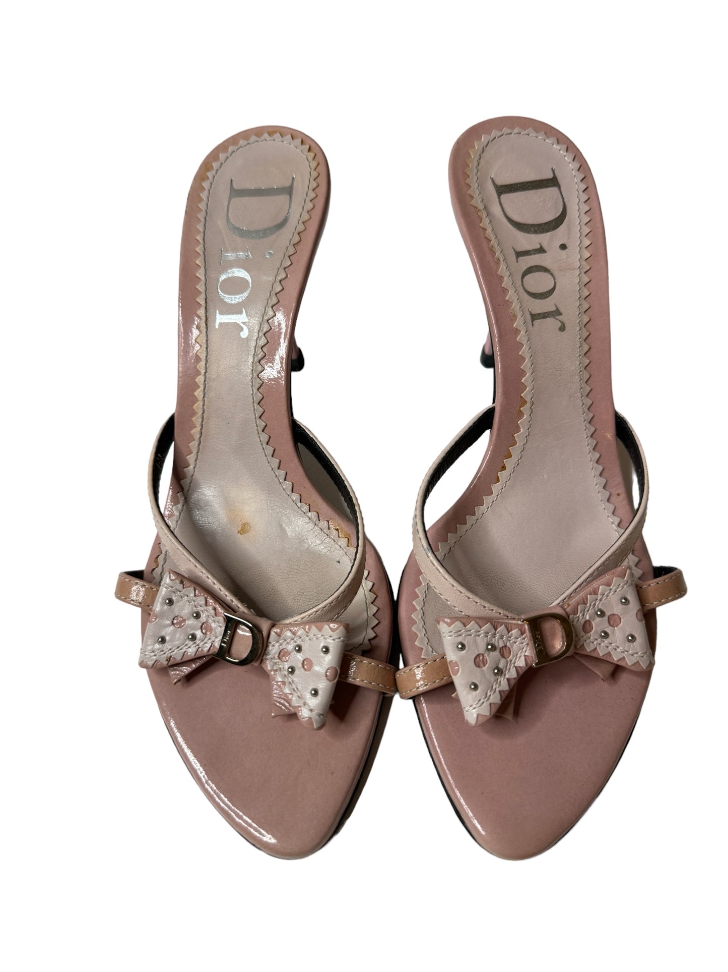 CHRISTIAN DIOR PATENT BOW SANDALS